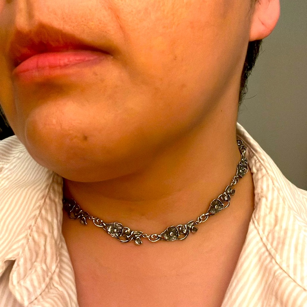 Artisan Made Sterling Silver floral necklace